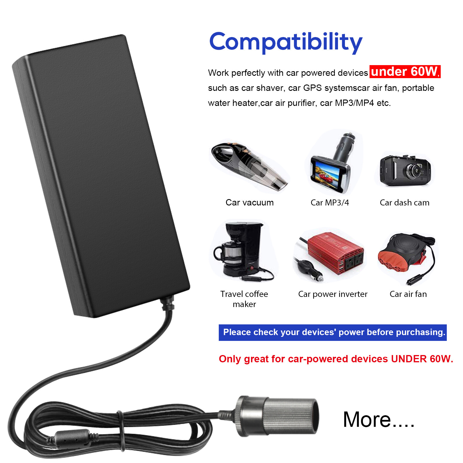 AC to DC Converter 110V to 12V DC 60W/120W Power Supply Car Adapter Transformer