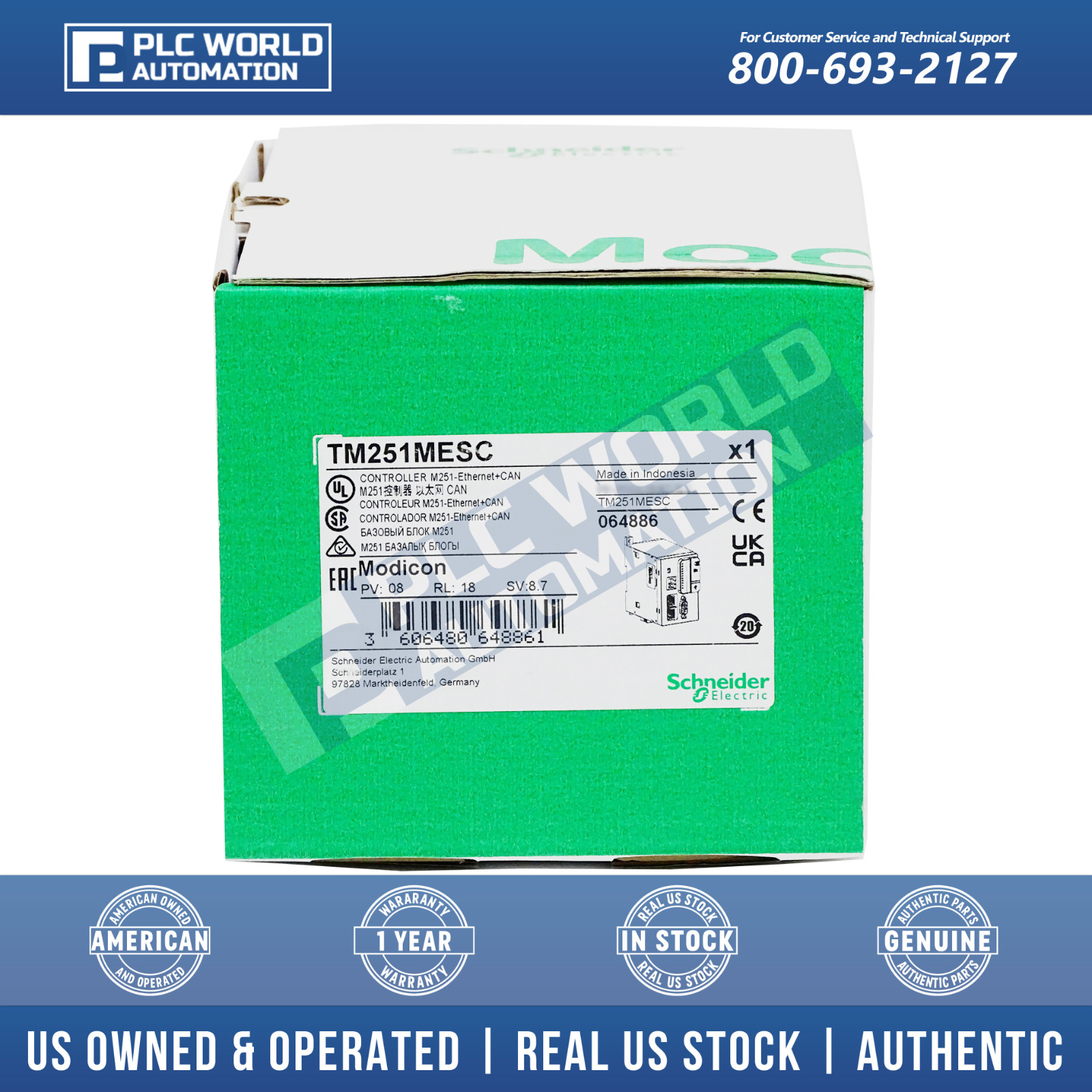 Schneider Electric TM251MESC Modicon M251 Logic Controller 2 Ethernet, Brand New