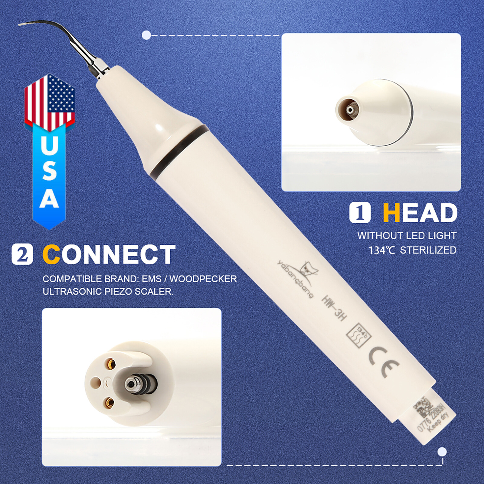USA Dental Ultrasonic Piezo Scaler Handpiece HW-3H Fit EMS Scaler