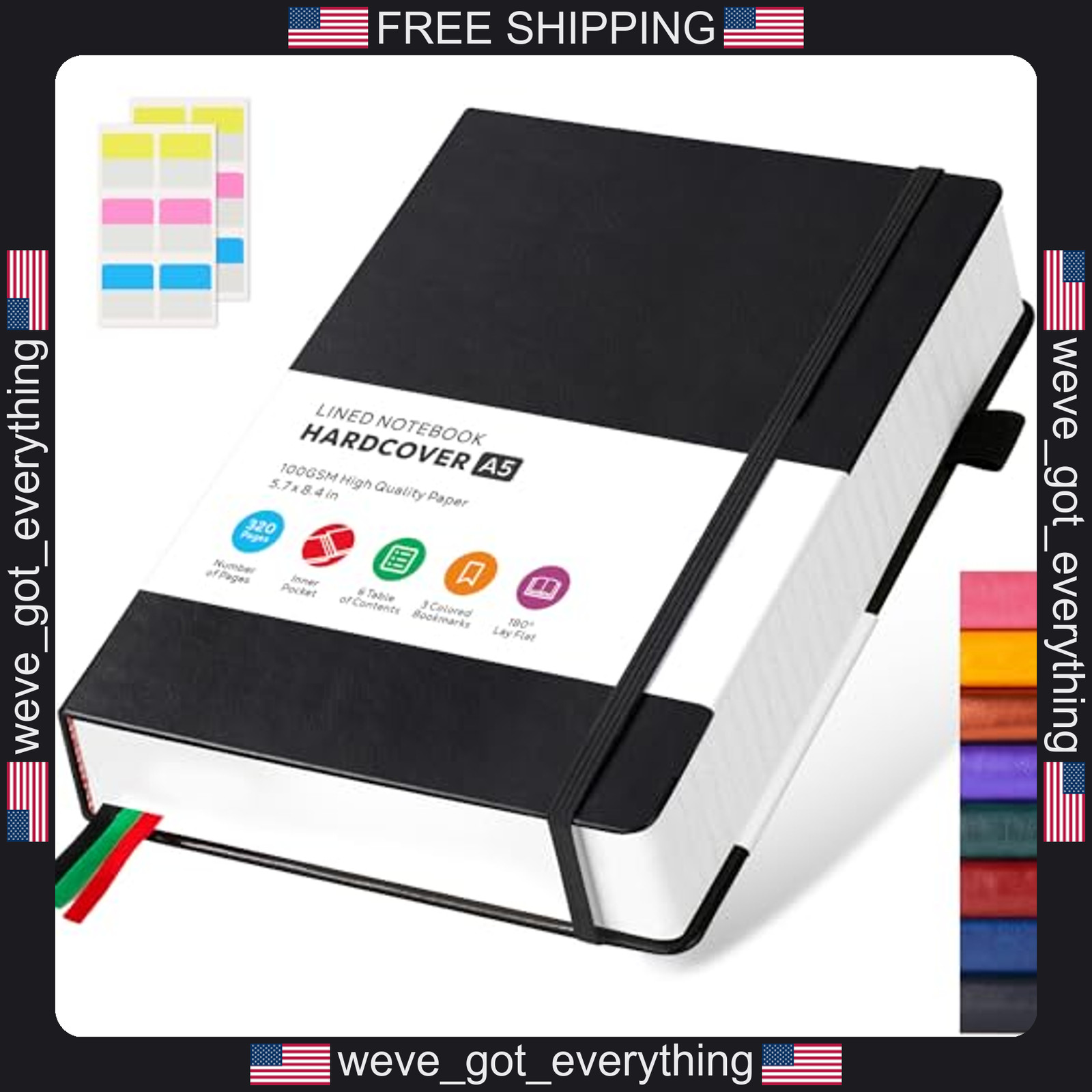 A5 Leather Hardcover Notebook with 320 Pages for Writing and Journaling