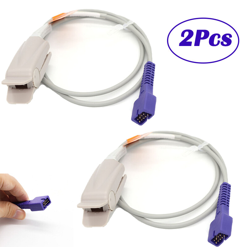 2Pcs Fit for 9Pin Adult Finger Clip SpO2 Sensor Oximeter Pulse Probe 9Pin 1M