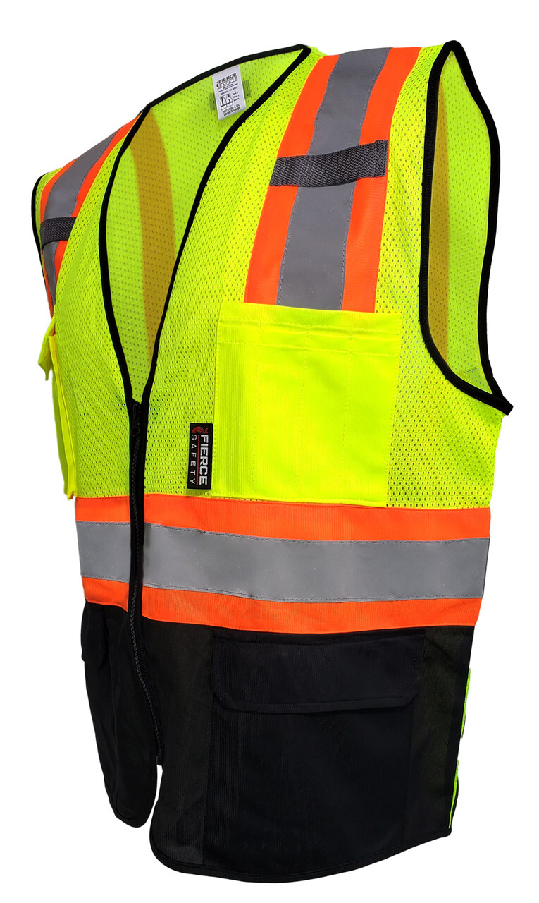 Fierce Safety Surveyors Class 2 Meshed Vest with Orange Trim and Black Bottom