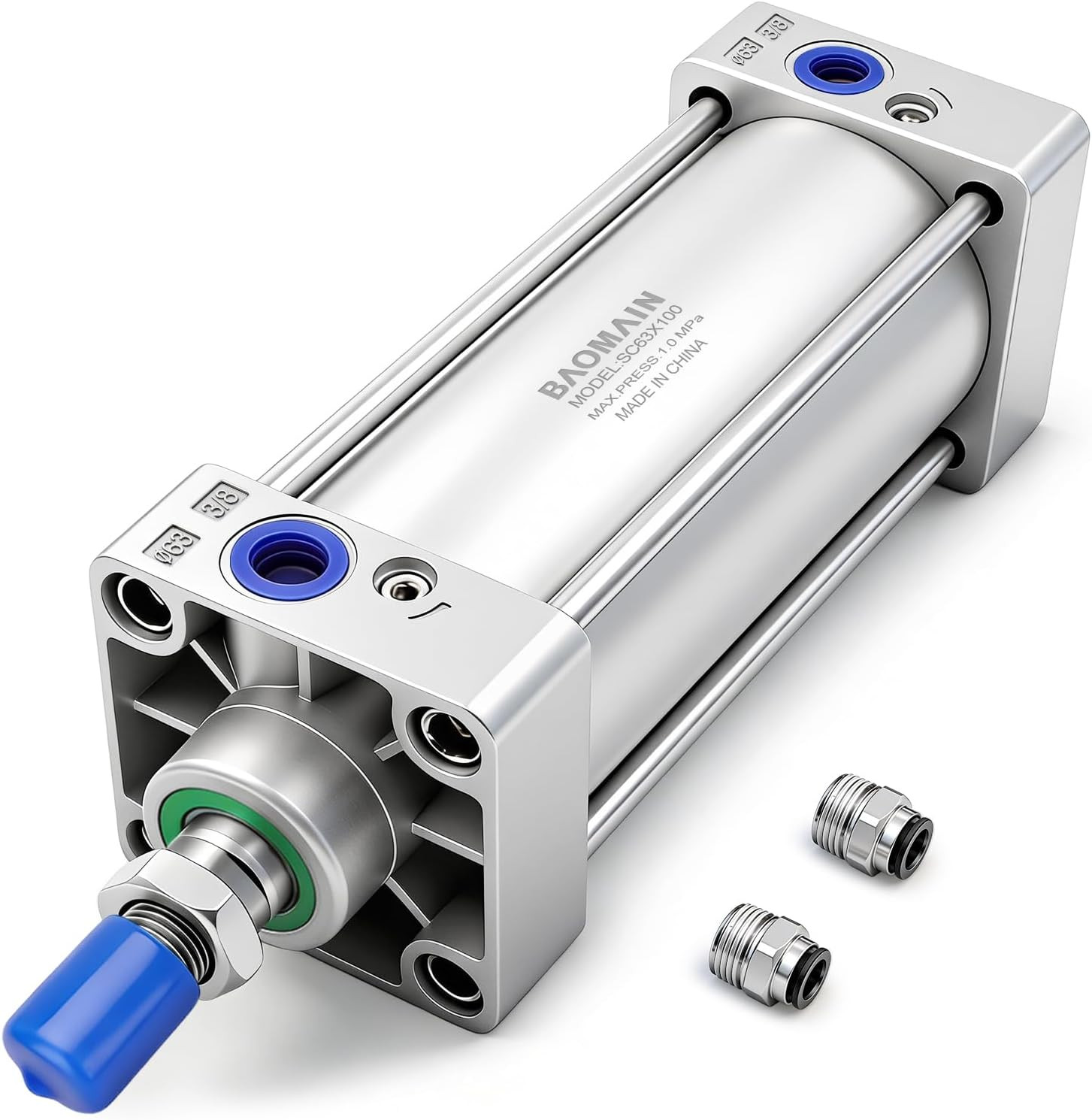 Pneumatic Air Cylinder SC 63 X 100, PT 3/8 Port, 2-1/2″ Bore, 3.94″ Stroke, Sing