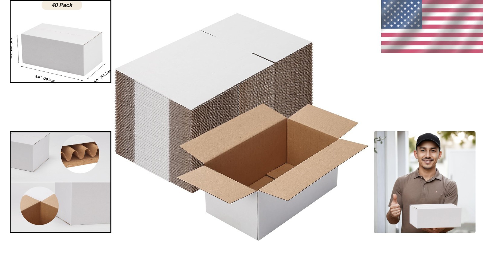 Reliable 40 Pack Shipping Boxes 8x5x5 Inches – Perfect for Packing Essentials