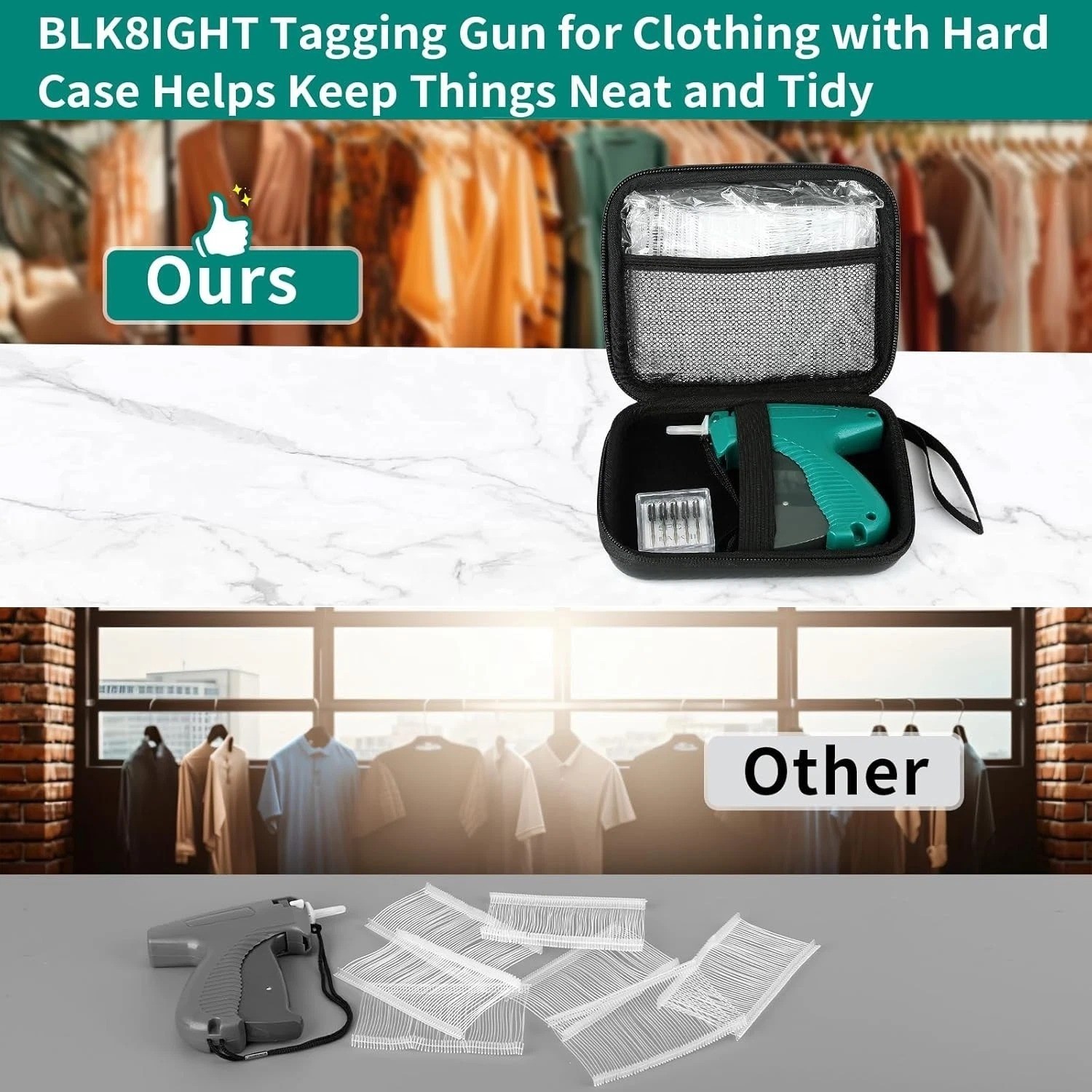 Tagging Gun for Clothing with Case, Standard Retail Price Tag Attacher Gun Kit