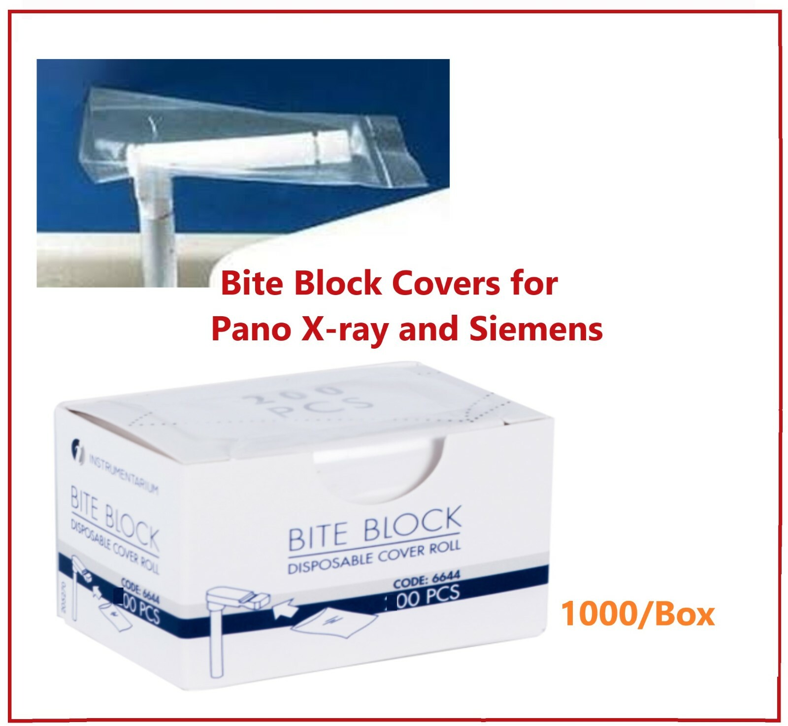 Panoramic Bite Block Covers for Pano x-ray and Siemens 1″W X 2″L 1000/Box #1850