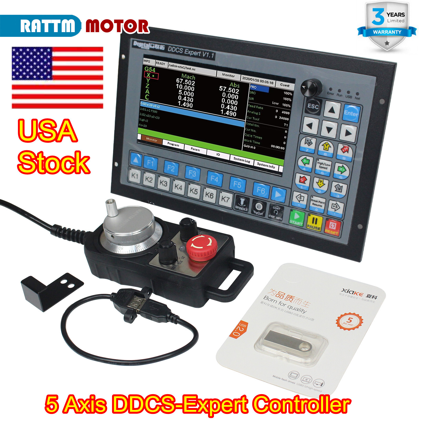 【USA】5 Axis Offline Standalone CNC Controller Motion System DDCS Expert PLC &MPG