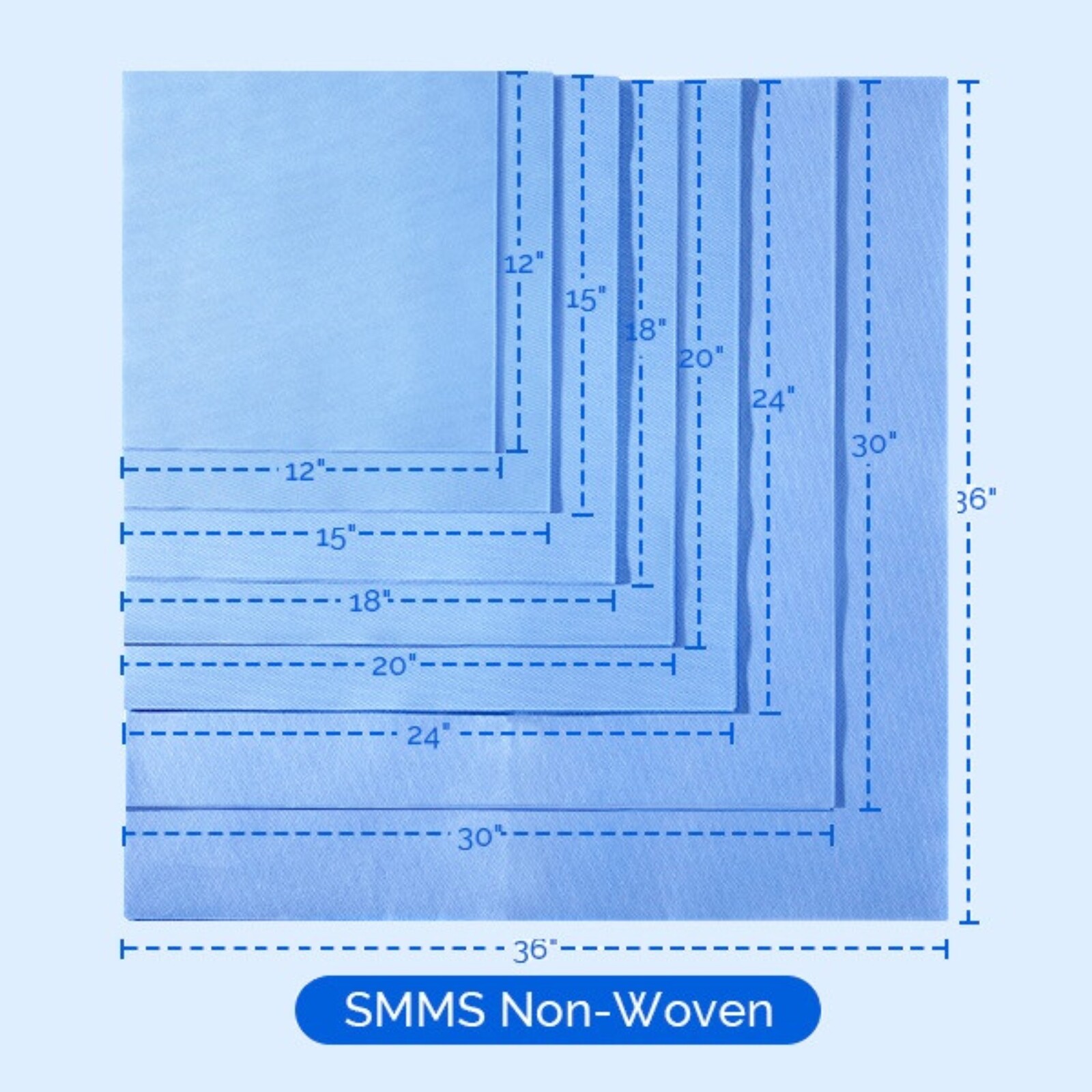JMU Autoclavable CSR Sterilization Wraps 15″ x 15″ Blue Up to 1000/PK SMMS