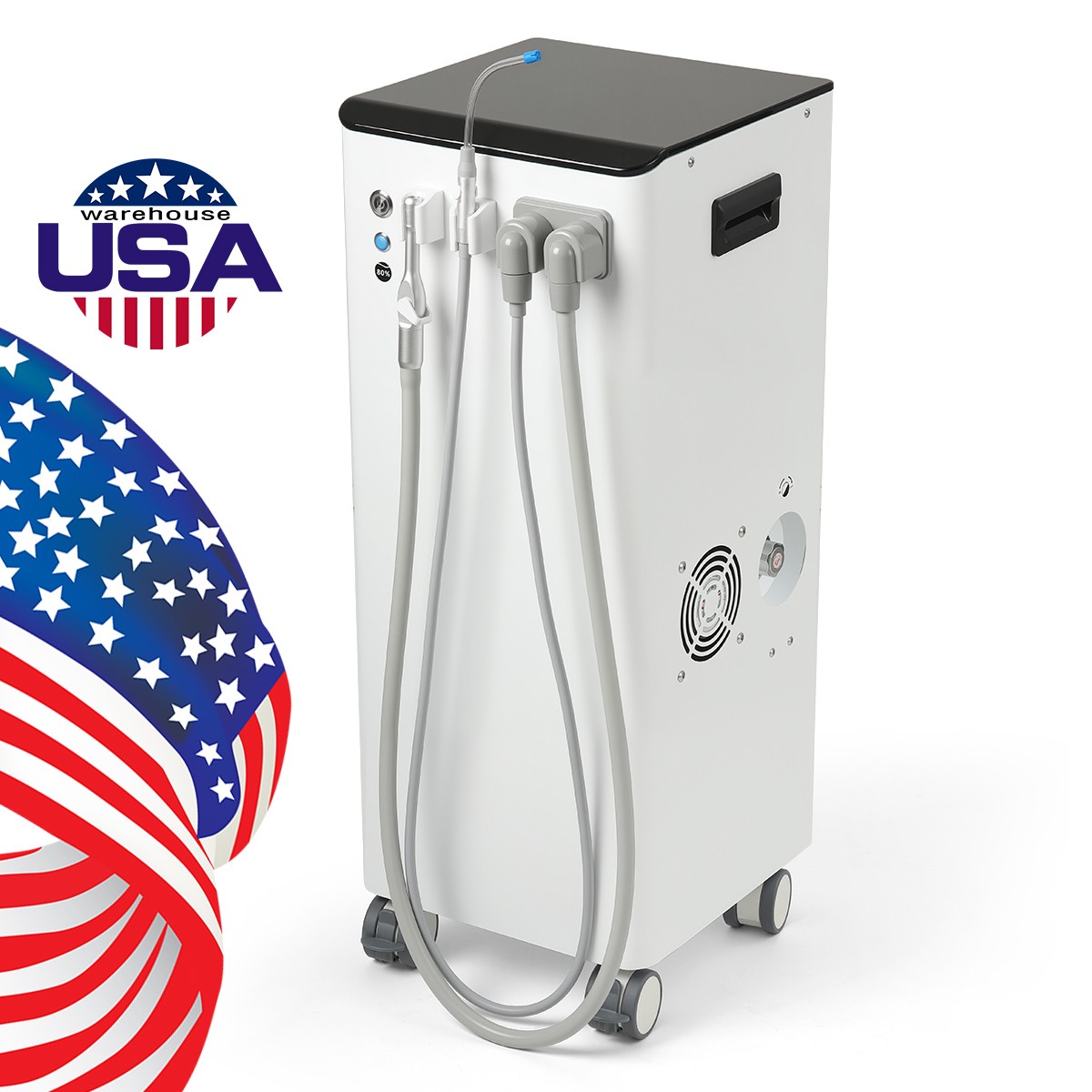 Dental Delivery Unit Cart with Air Compressor 4Holes /Suction System Vacuum Pump