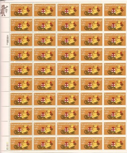 U.S.Scott #1940, SEASON’S GREETINGS 1981 50- 20c Mint Stamp