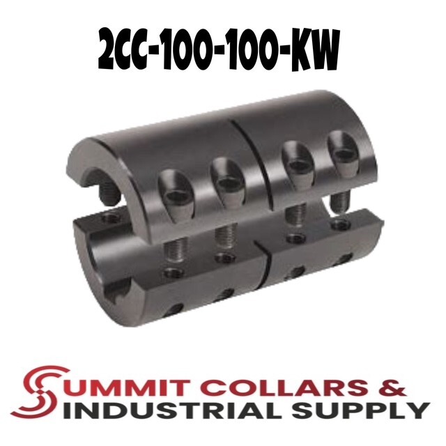 2CC-100-100-KW, 1″ x 1″ Rigid Shaft Coupling, Double Split With Keyway