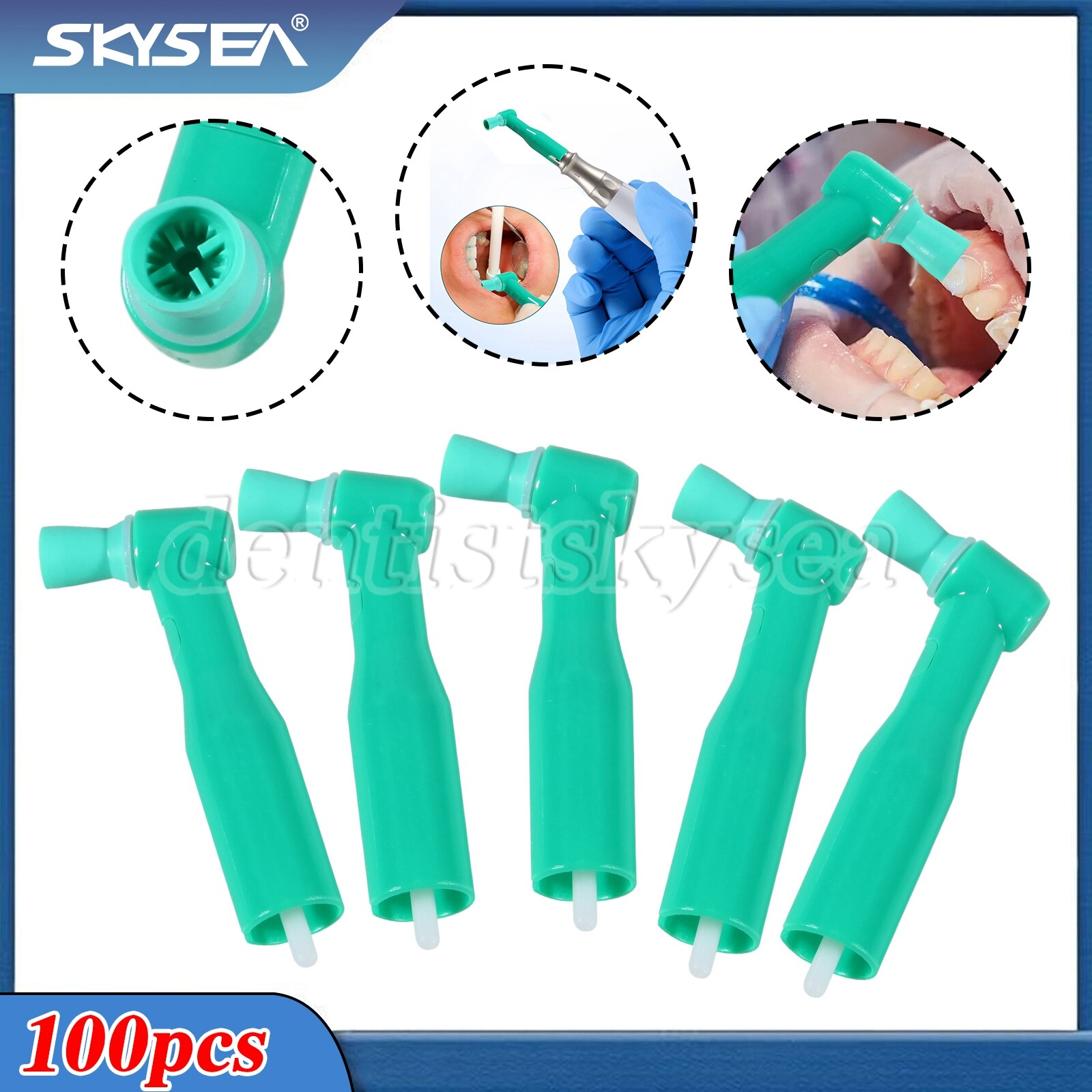 100pcs Dental Prophy Brush Cup Disposable 105° Angle Polish Brushes Green
