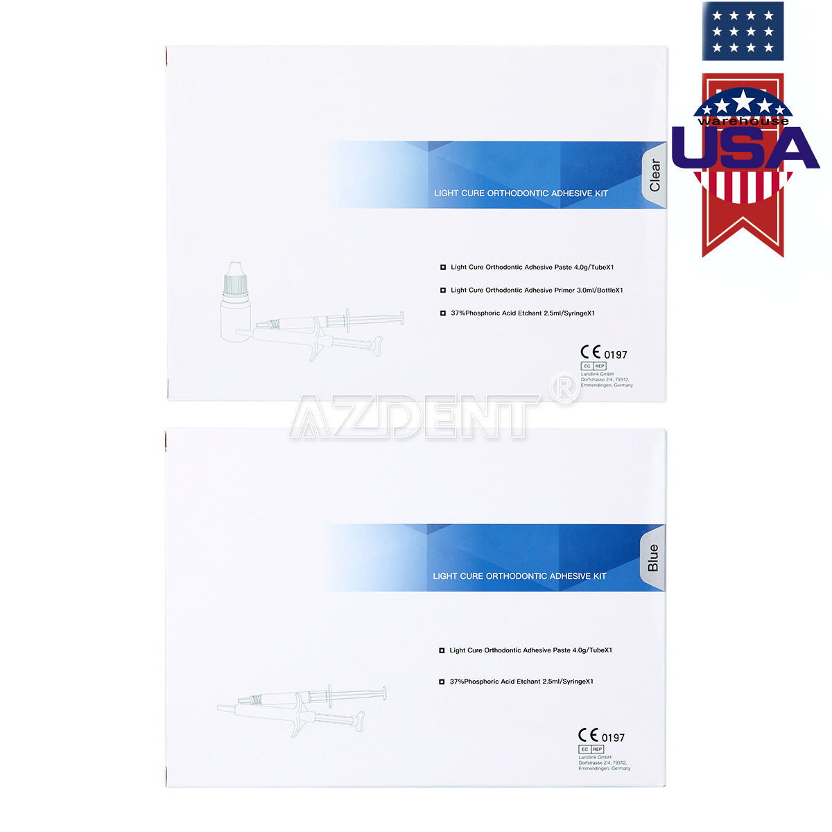 Dental Dentex Orthodontic Light Cure Adhesive Kit Transparent/Blue for Brackets