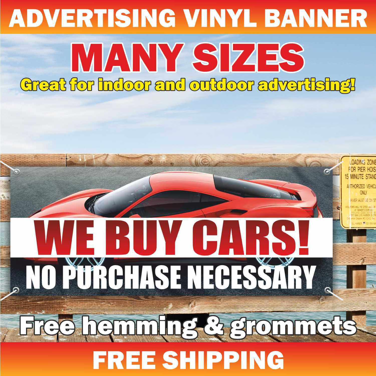WE BUY CARS Advertising Banner Vinyl Mesh Sign trade auto sale dealer truck auto