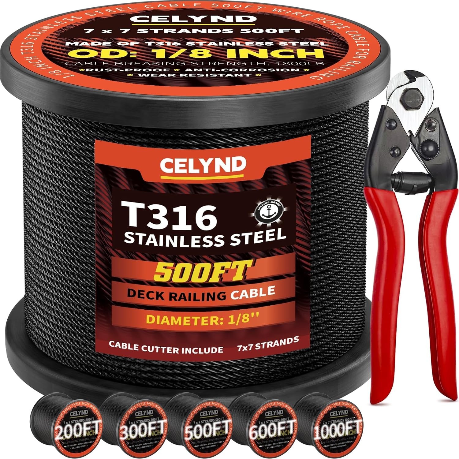 Black Stainless Steel Cable for Railing – 500FT 1/8″ T316 Wire Rope for Deck …