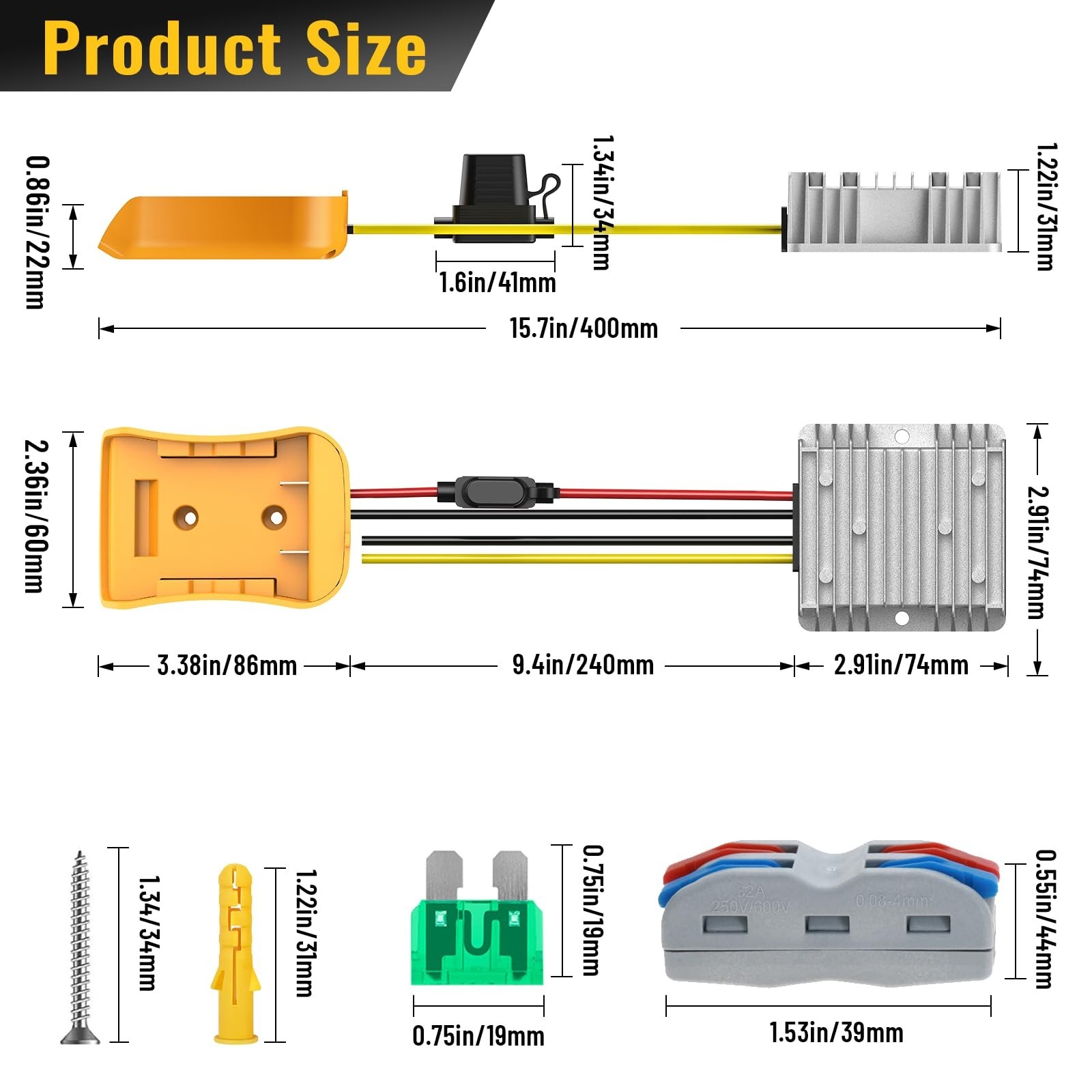 DC 20V to 12V Step Down Converter Compatible with Dewalt 20V Battery