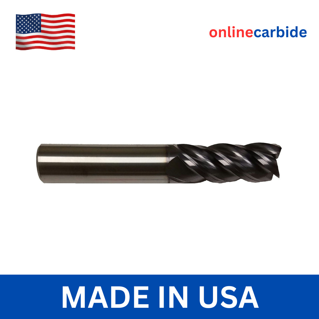 1/4″ 4 FLUTE LONG VARIABLE HELIX CARBIDE END MILL -SQUARE END – TiALN COATED