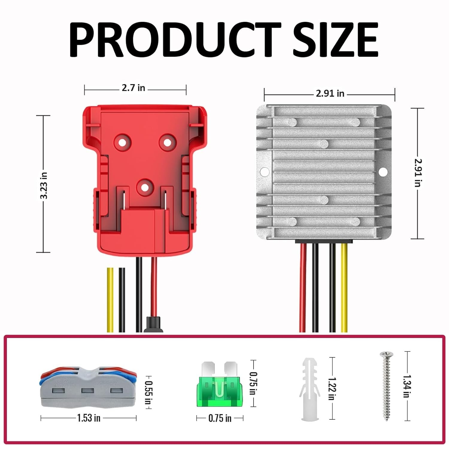 18V to 12V Step-Down Converter for Milwaukee M18 Battery Adapter DC 12V 20A 24