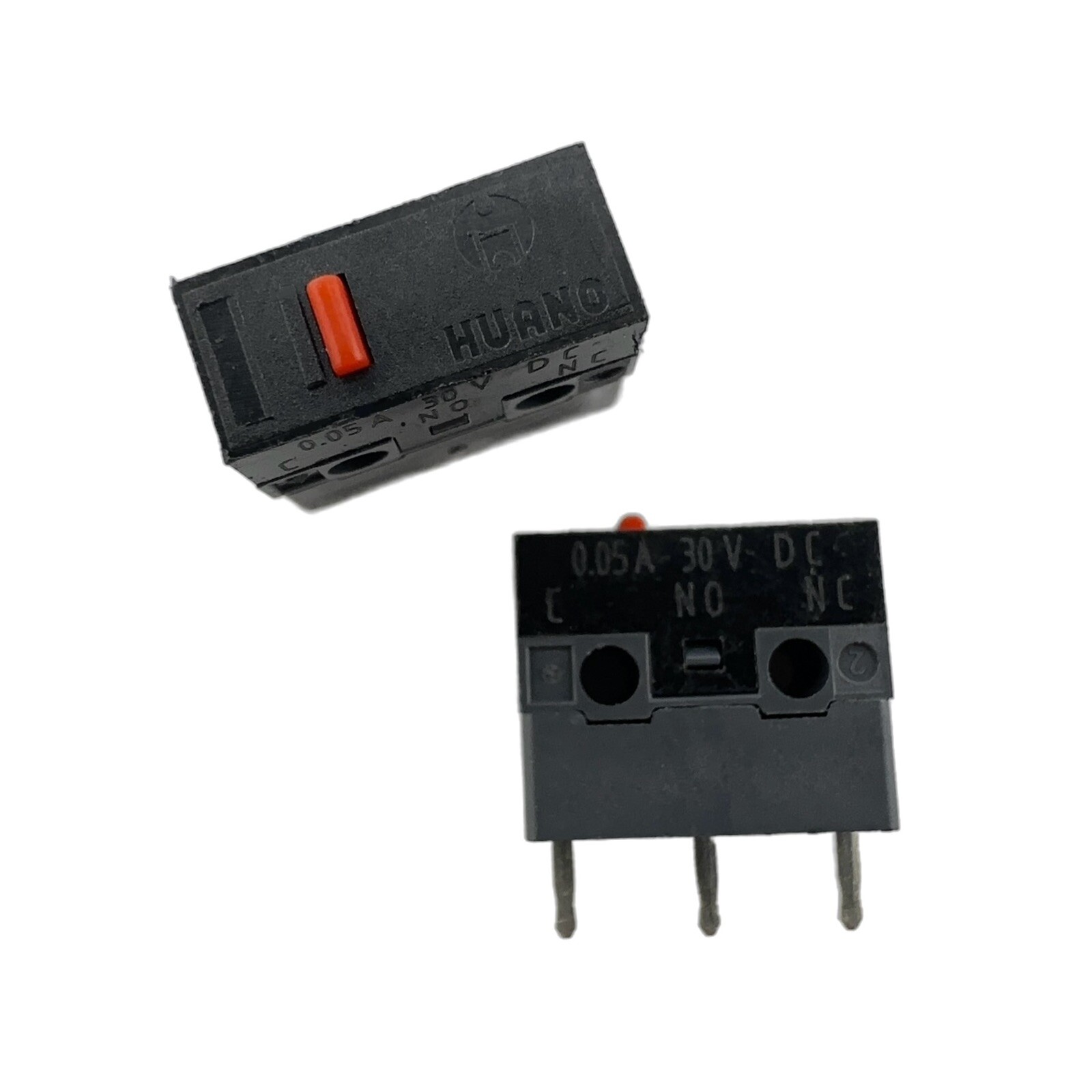 HUANO Red Dot Long-Pin 4mm Rise 10M Mouse Micro Switch 12.8×5.8×11.2mm (4 Pcs)