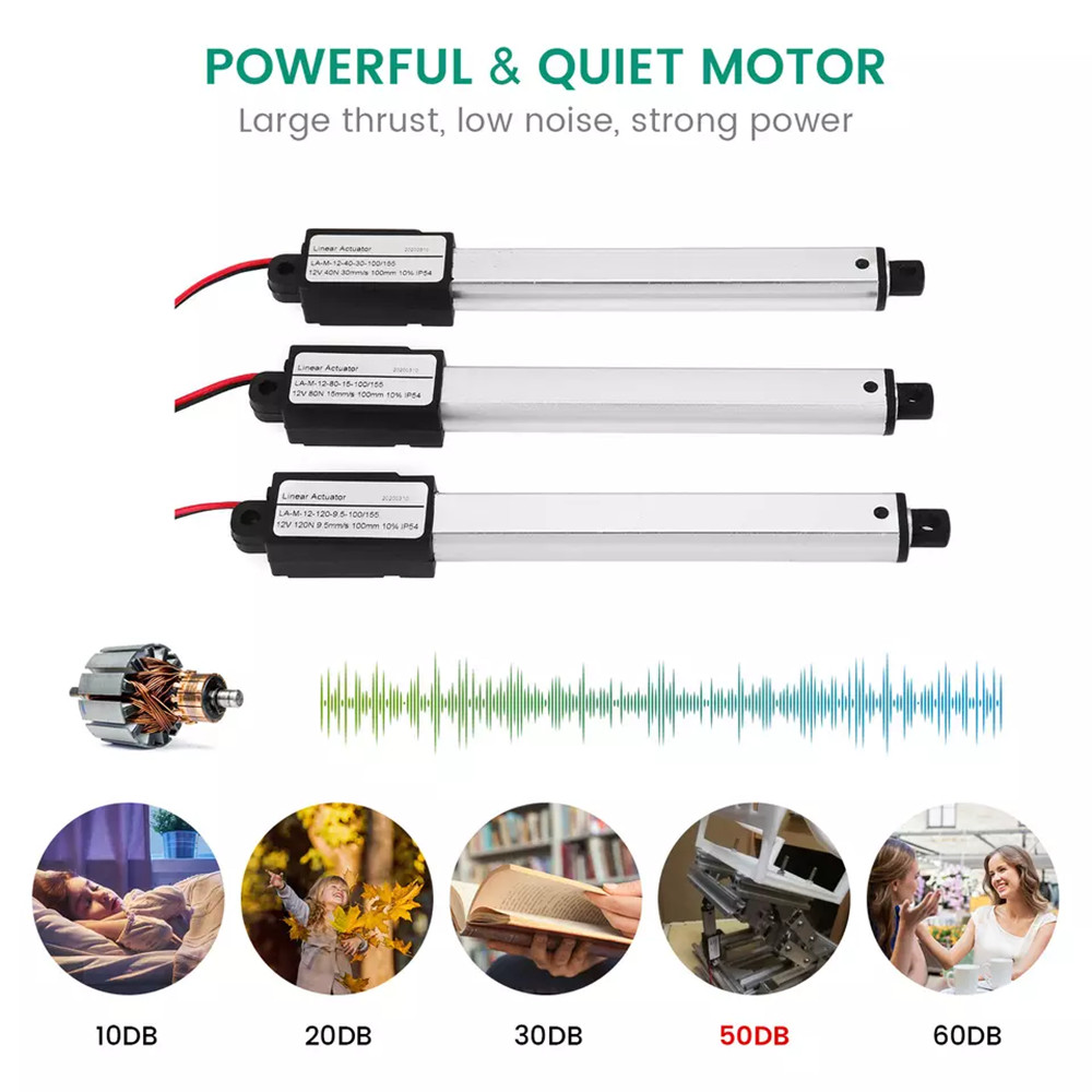 DC 12V Small Mini Micro Linear Actuator 0.4″ 0.8″ 1.2″ 2″ 4″ 6″ 8″Stroke TV lift