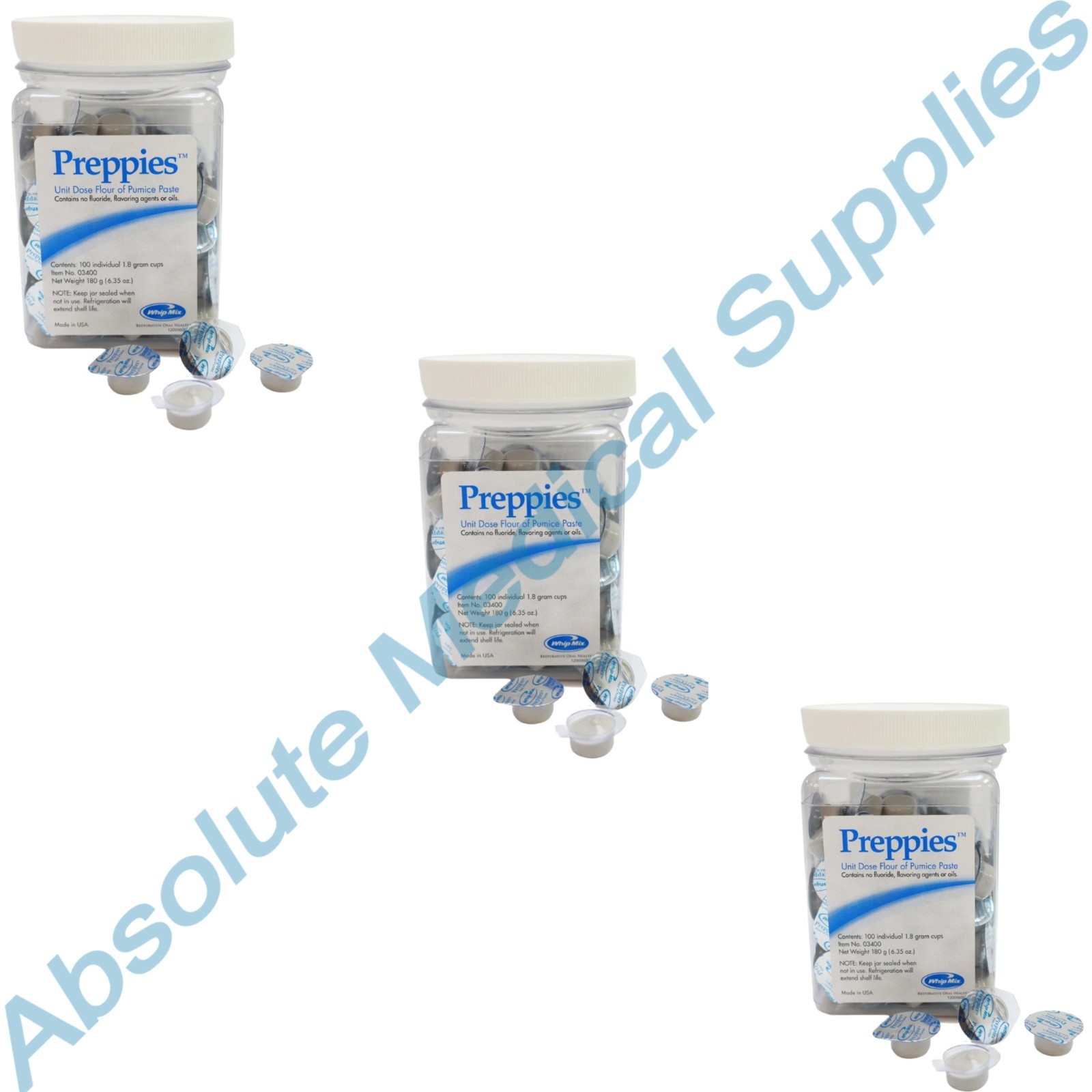 *300-Pieces* Whip Mix Preppies Unit Dose Flour Of Pumice Paste 1.8 Grams 03400