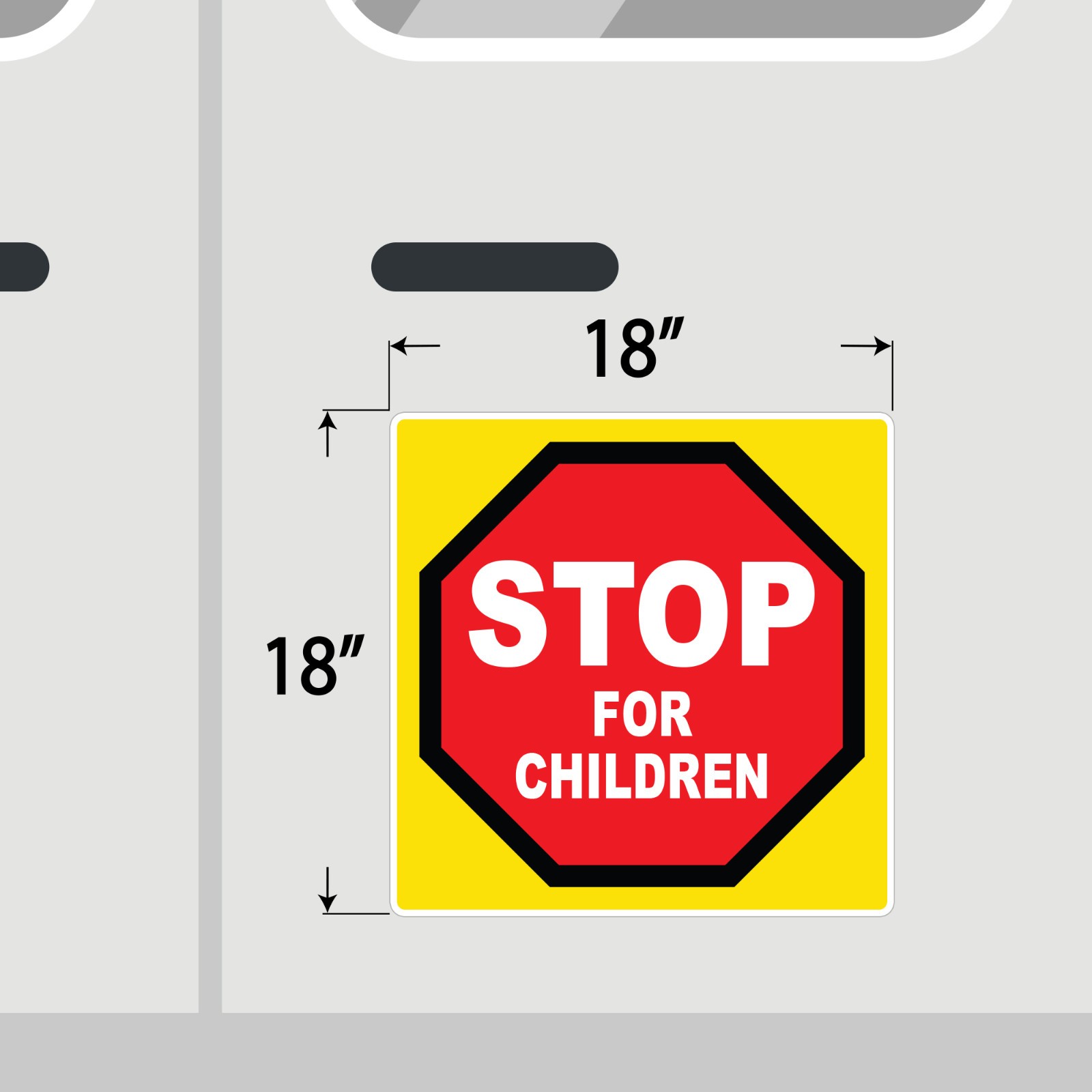 Stop For Children Octagon Sign – Ice Cream Truck Decal – Vinyl Sticker 18″x18″