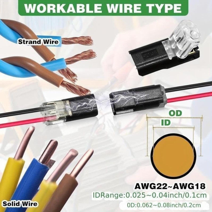 50PCS Double Wire Plug in Connector with Locking Buckle, Locking Easy to Use