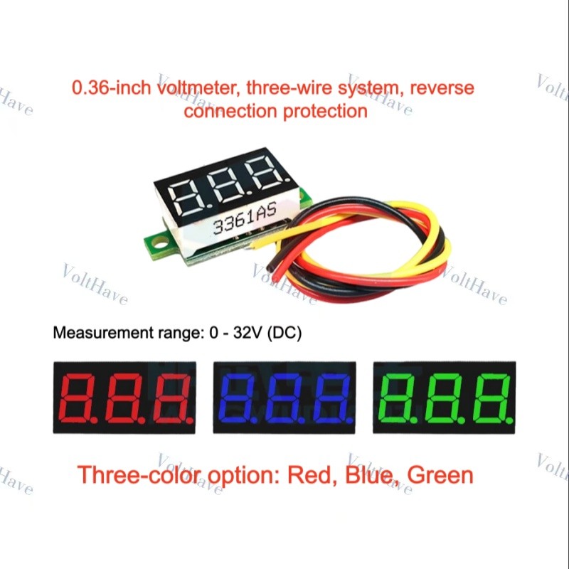 10PCS DC0V – 32V Three-wire 0.36-inch LED Digital Voltage Meter Fast shipping