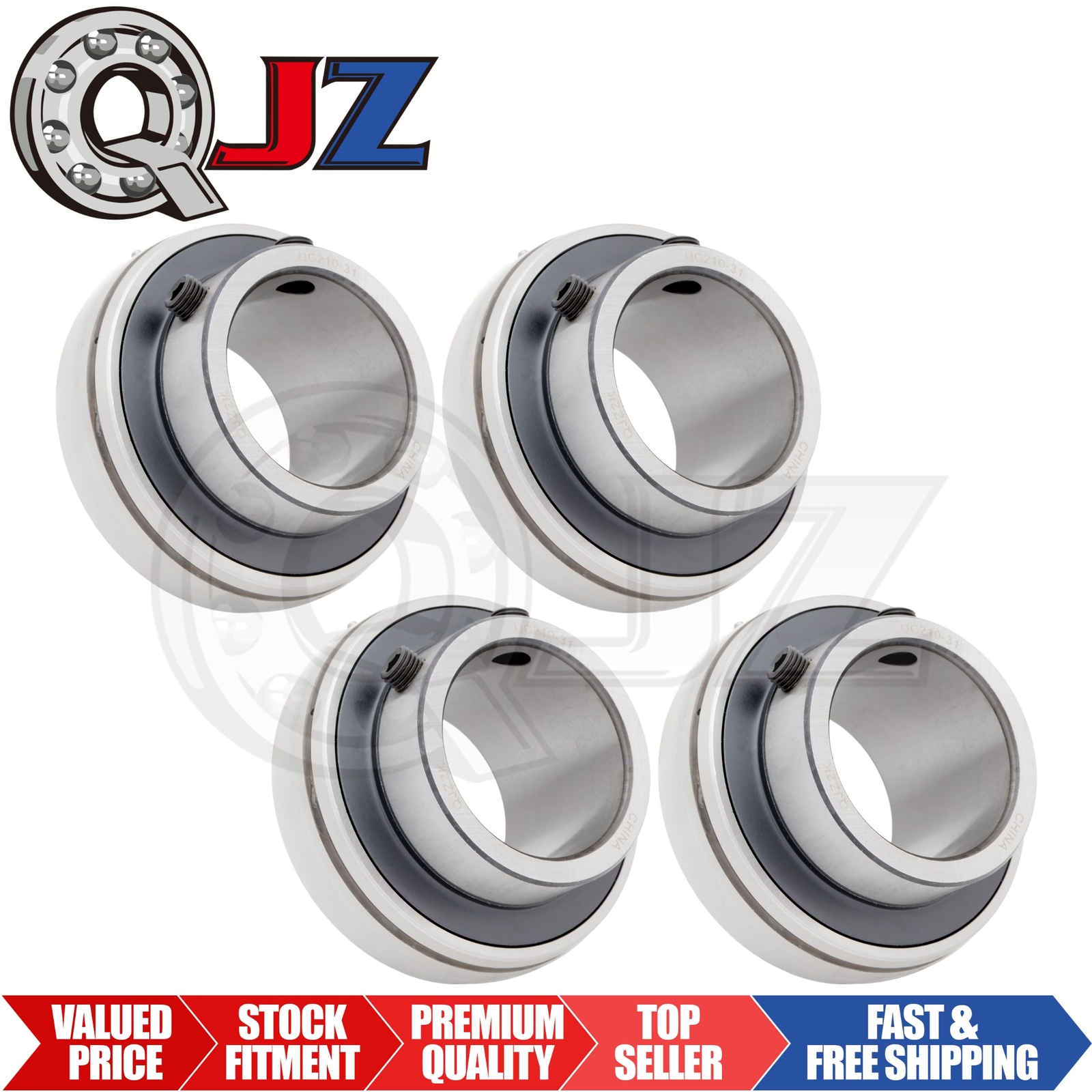 [Qty.4] UC210-31 Insert Bearing w/ Set-Screw Locking [1-15/16” Bore x 3.543″ OD]