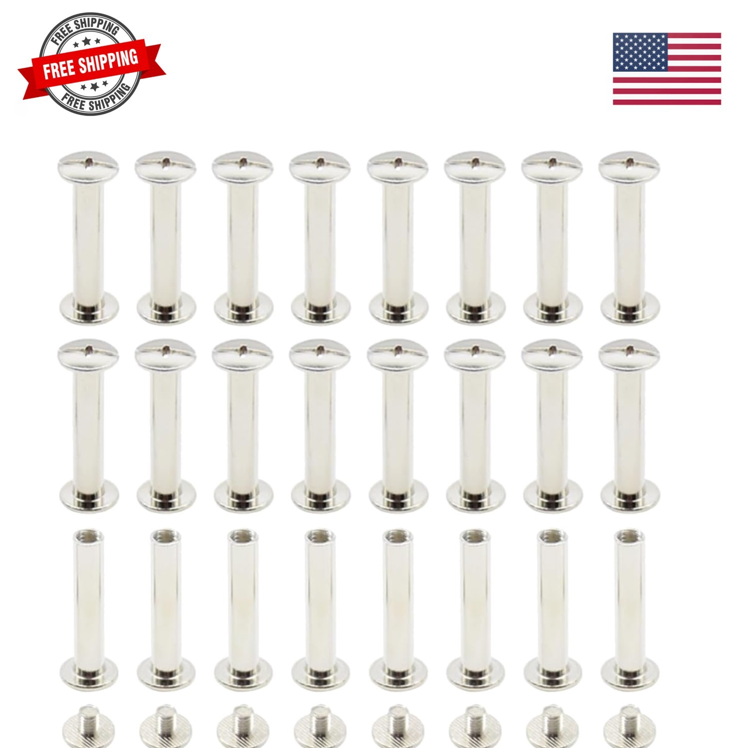 100PCS50Set Silvery Assorted Kit Nail Rivet Chicago Button for DIY Leather De…
