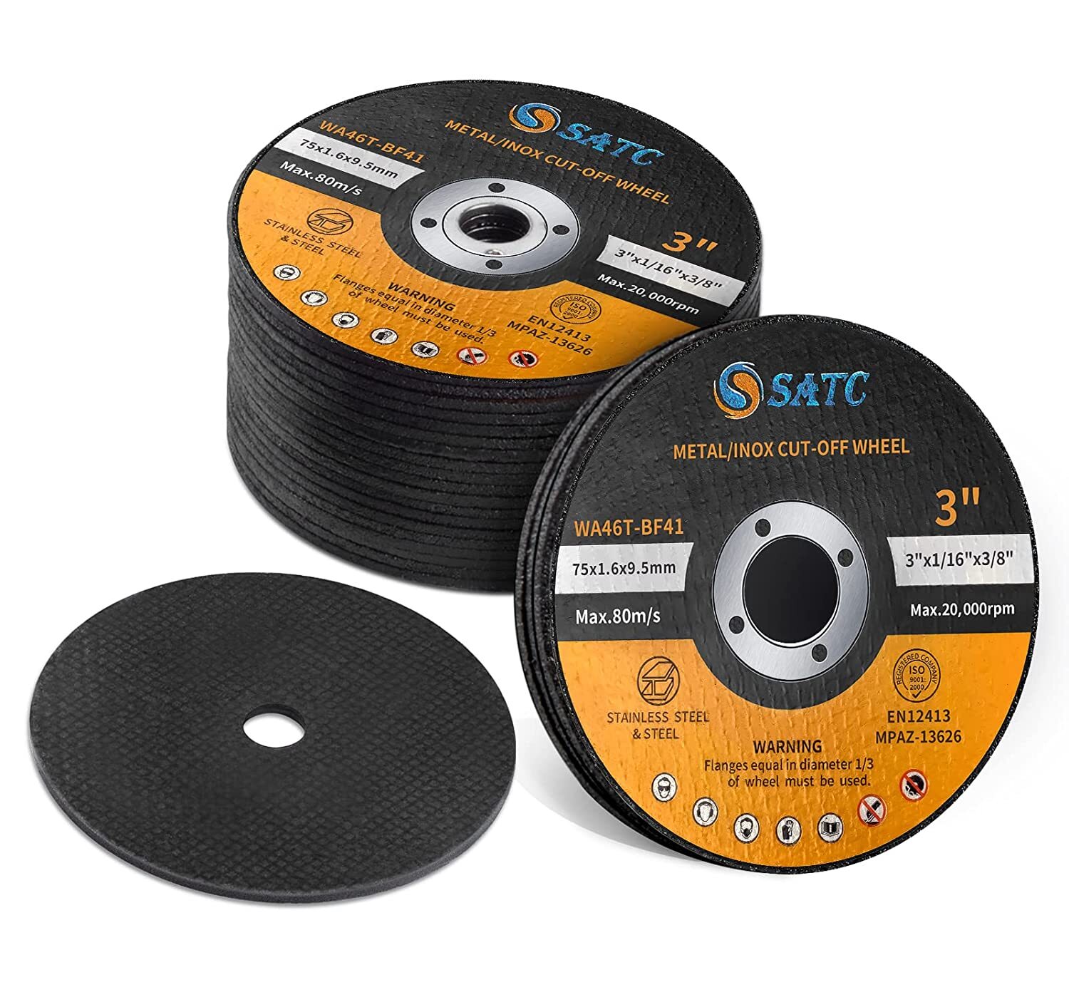 50 Pack 3″x1/16″x3/8″ Cut-off Wheel 3 inch Metal & Stainless Steel Cutting Discs