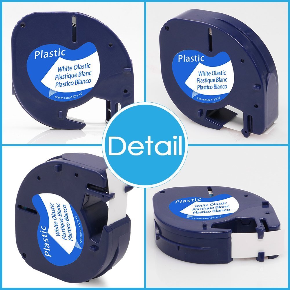 10x Letra Tag DYMO Compatible Label Tape 91331 12mm White LT Plastic Labelmaker