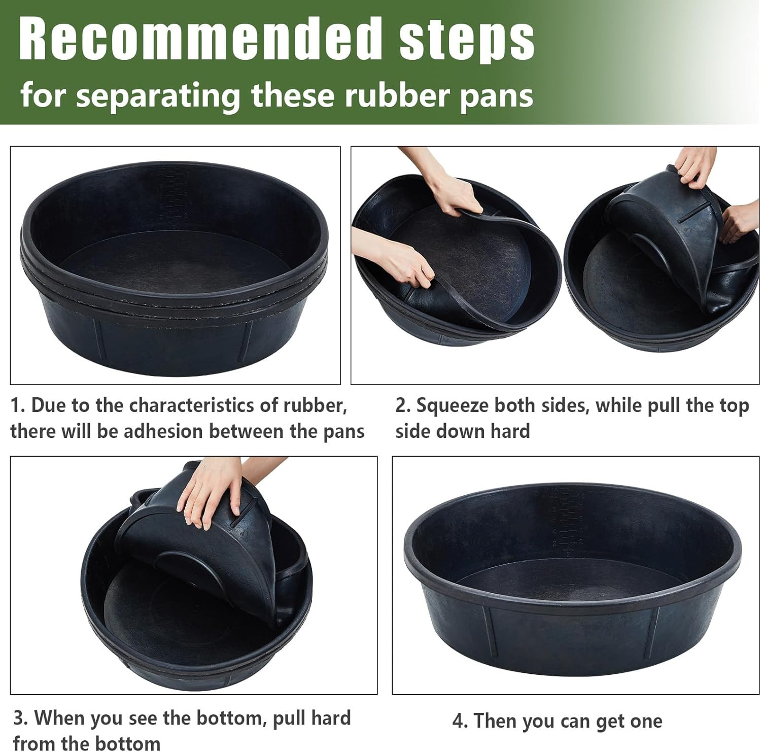 5 Pcs Rubber Feed Pan 12 Quart/ 3 Gallon Utility Horse Feed Bucket Rubber Bowl C