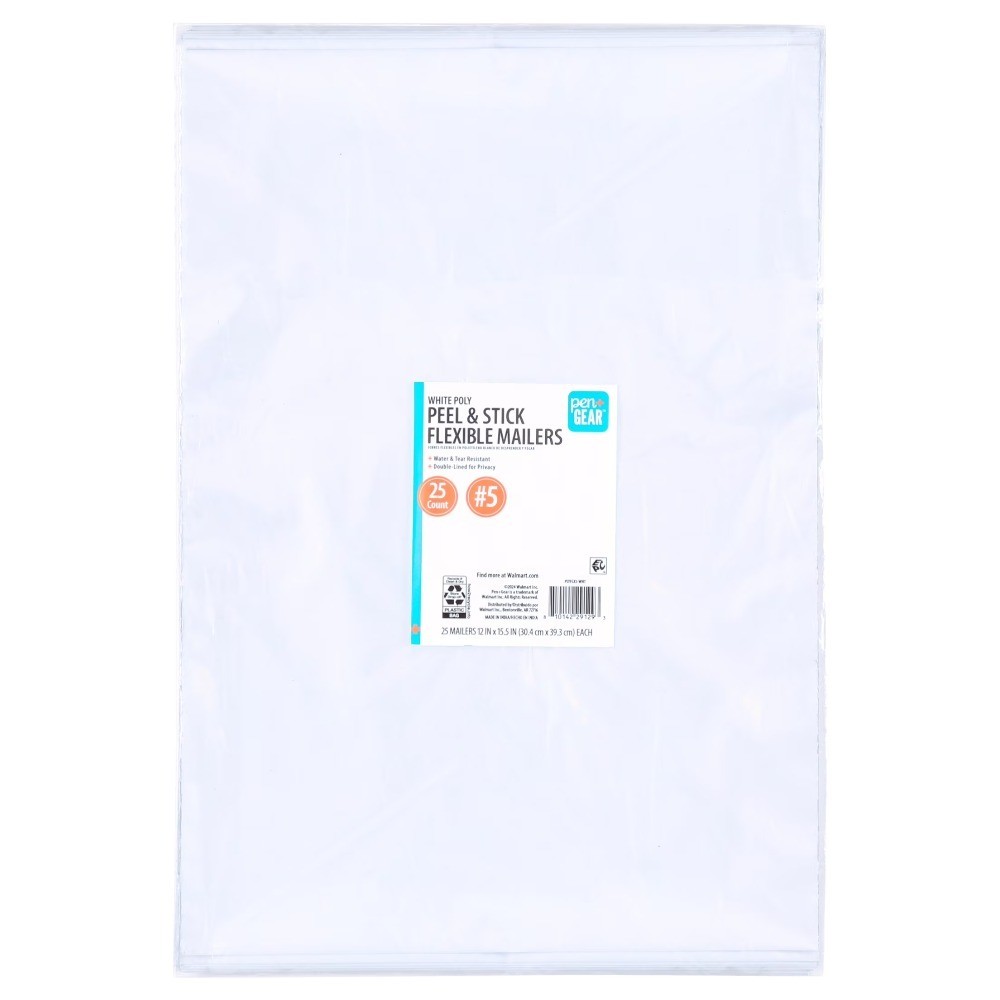 Self Seal Poly Mailers #5 Size 12×15.5 Inches White Pack of 25 Shipping