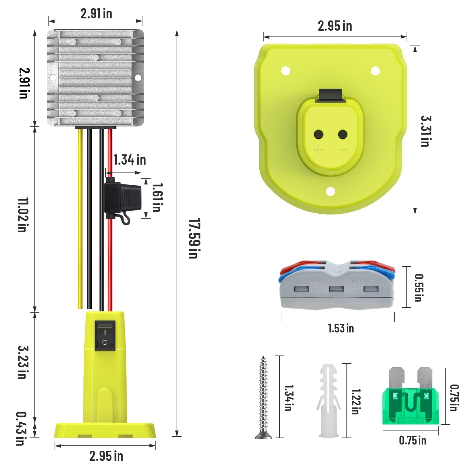 18V to 12V Step Down Adapter Compatible with Ryobi 18V Battery