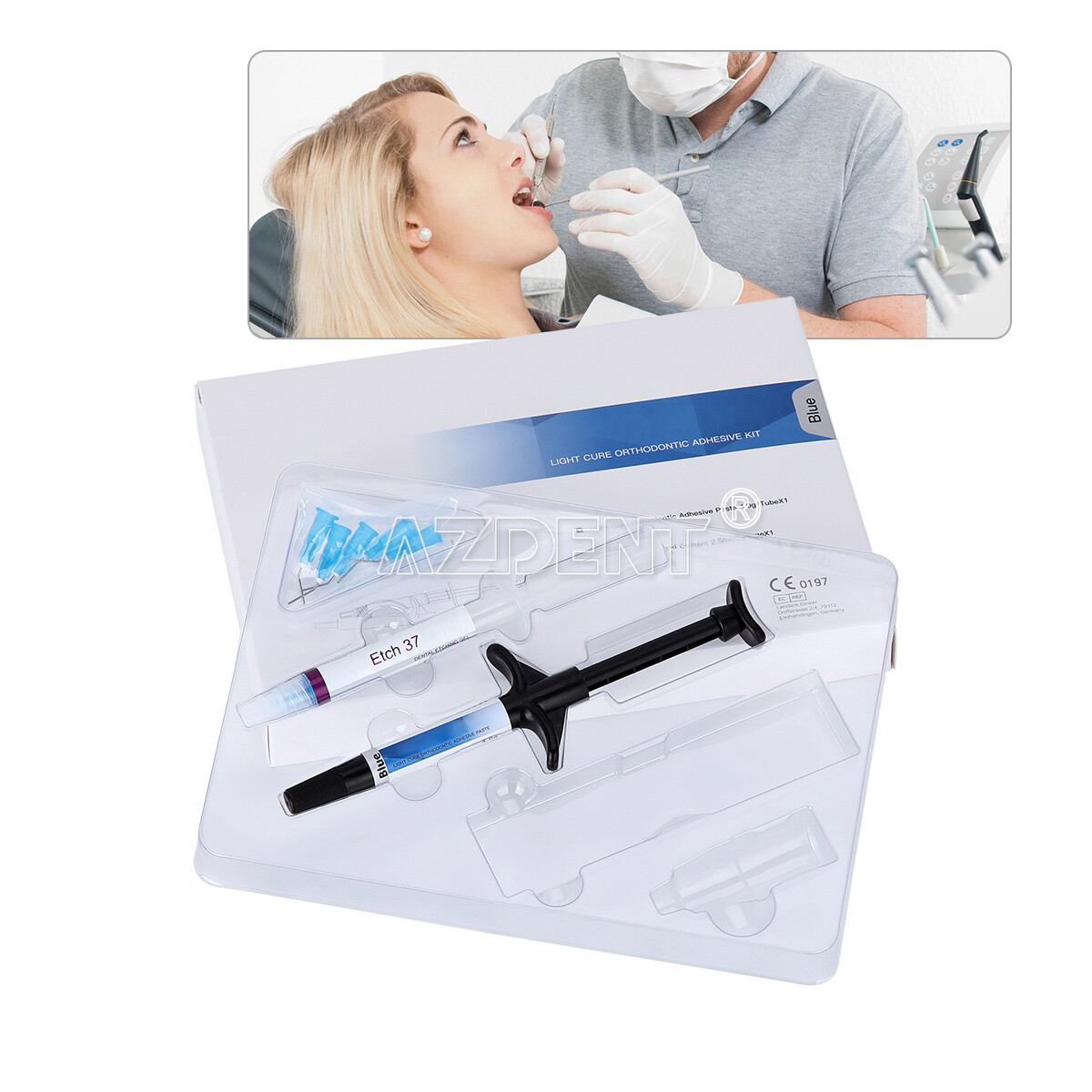 Dental Orthodontic Adhesive Light Cure Band Cement Blue Glue Intro Kit Blue