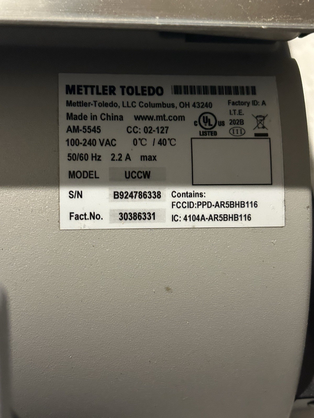 Mettler Toledo UCCW Bakery Meat Deli Scale With Printer