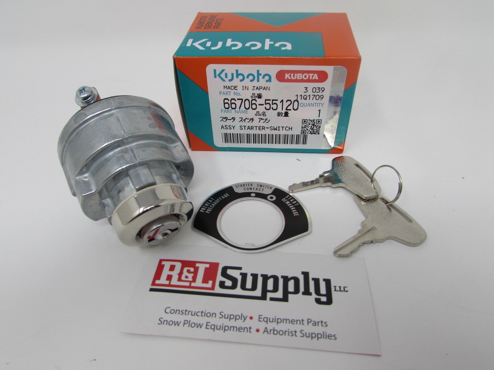 1 NEW GENUINE KUBOTA IGNITION KEY SWITCH W/ KEYS PART # 66706-55120