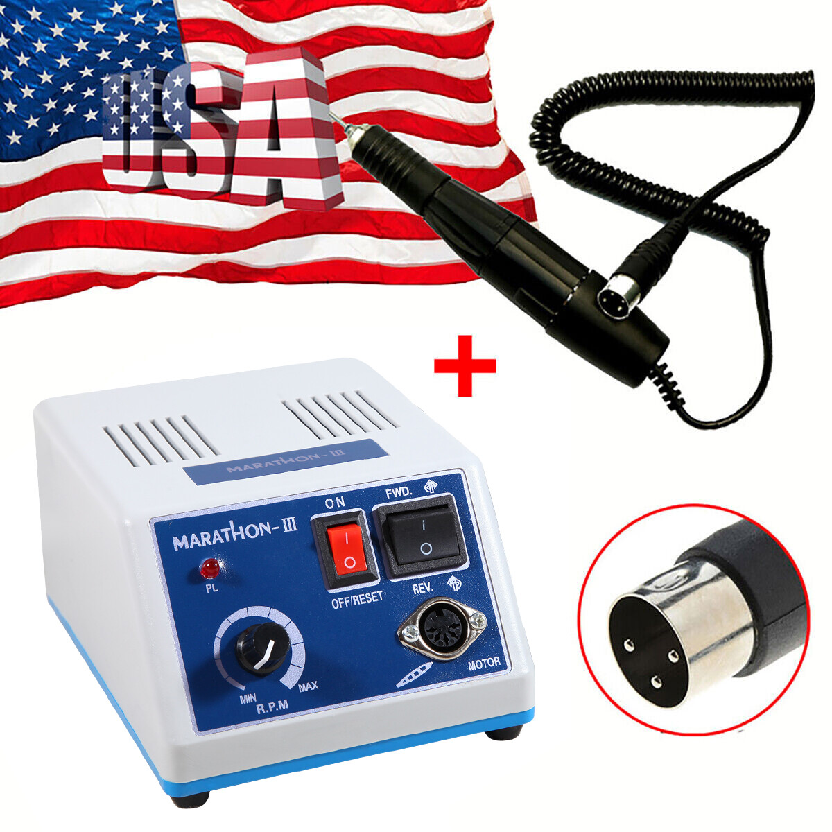 Dental Lab Marathon Electric Micromotor Polishing Unit / 35K rpm Motor Handpiece