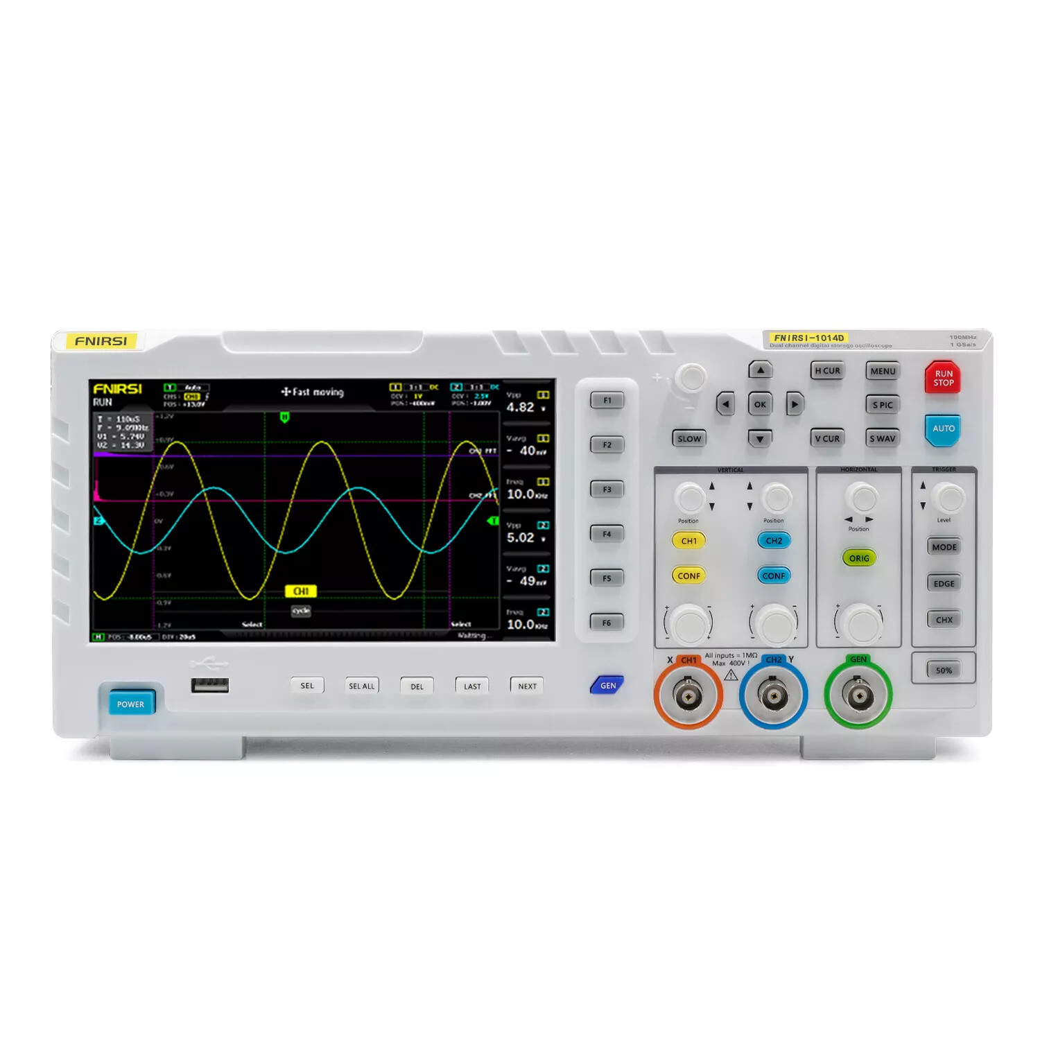 FNIRSI 1014D 7″ LCD 2 Channel Signal Generator Digital Storage Oscilloscope H0V2
