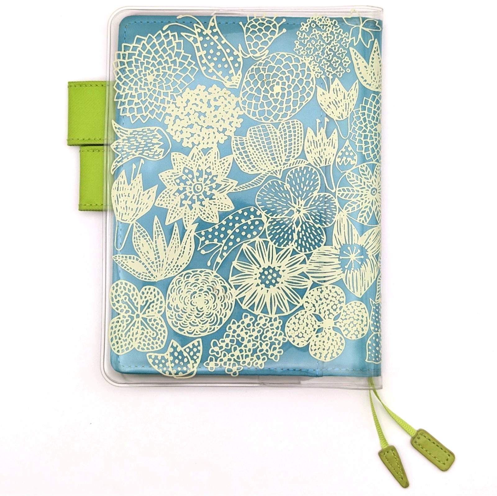 Hobonichi Cover Colors Blue Green A6 Cover on Cover Crazy Flower w/Pencil Board