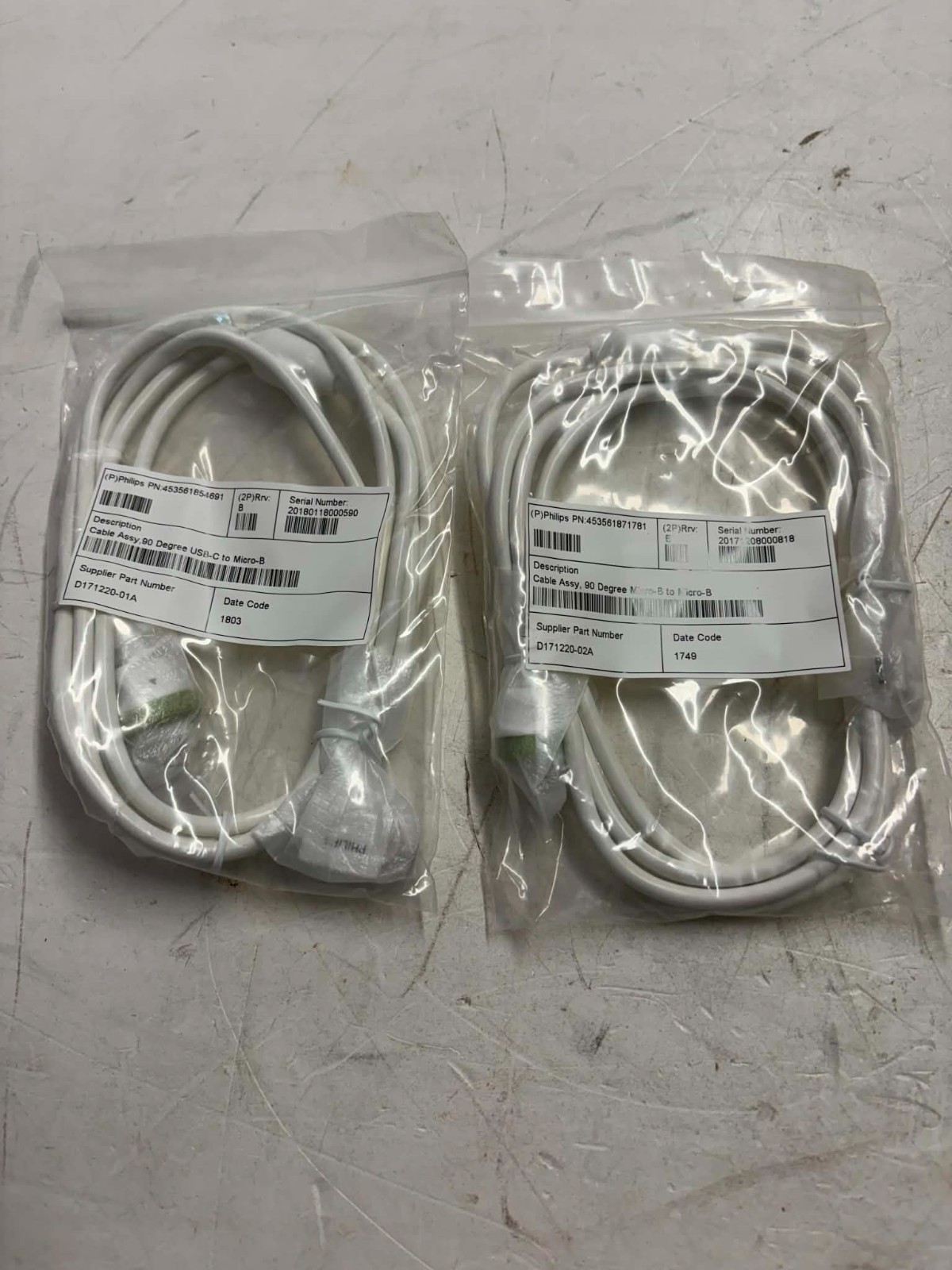 Pair of 90 Degree Micro B to Micro B Transducer Cable Philips Lumify Ultrasound