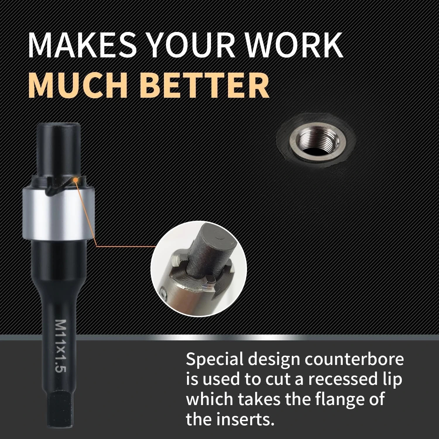 M11X1.5 Metric Thread Repair Kit with Insert HSS Drill, Tap, Counterbore, Instal
