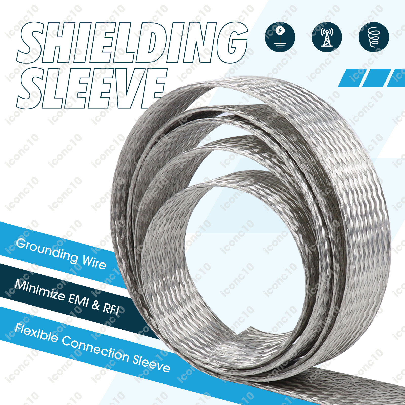 Tinned Copper Metal Braid Sleeving Flexible EMI RFI Shielding Wire Mesh