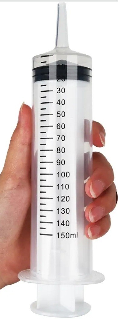 New In Plastic Wrapping – 150 mL Syringe With Catheter Tip – With Measurements