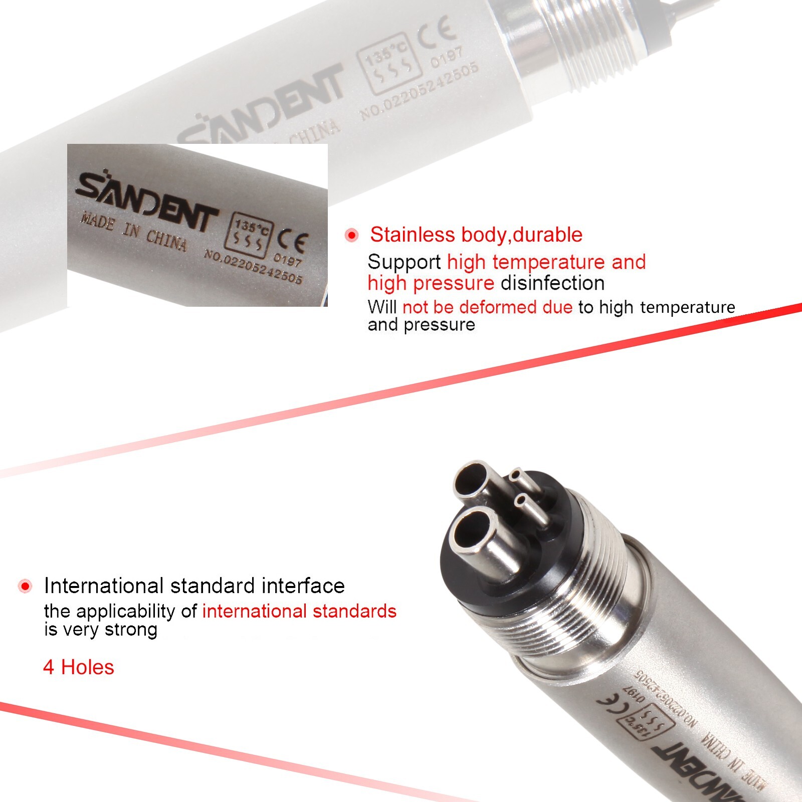 10 SANDENT NSK Style Dental High Speed Handpiece Push Button 4 Hole Pana Max ST4