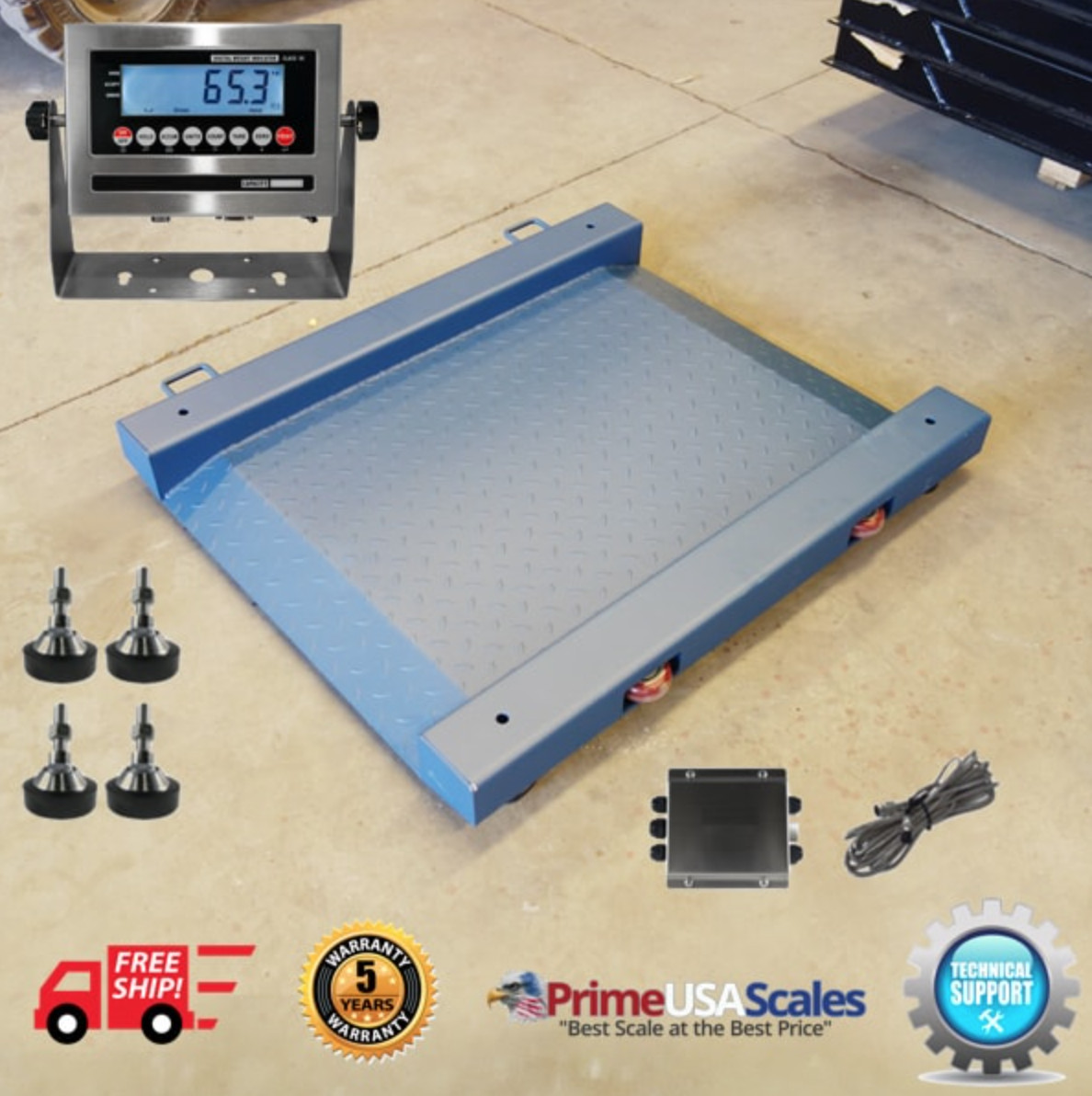 Prime OP-917 NTEP Drum Scale 38″ x 32″ x 3.5″ 2,500 lb x .5 lb 5 Yr Warranty