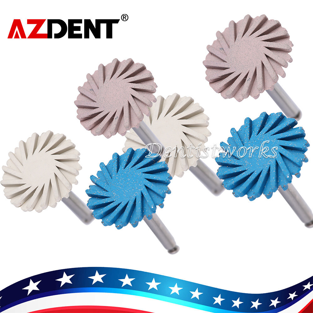 6pcs Dental Composite Polishing Diamond System RA Disc 14mm Wheel kit AZDENT