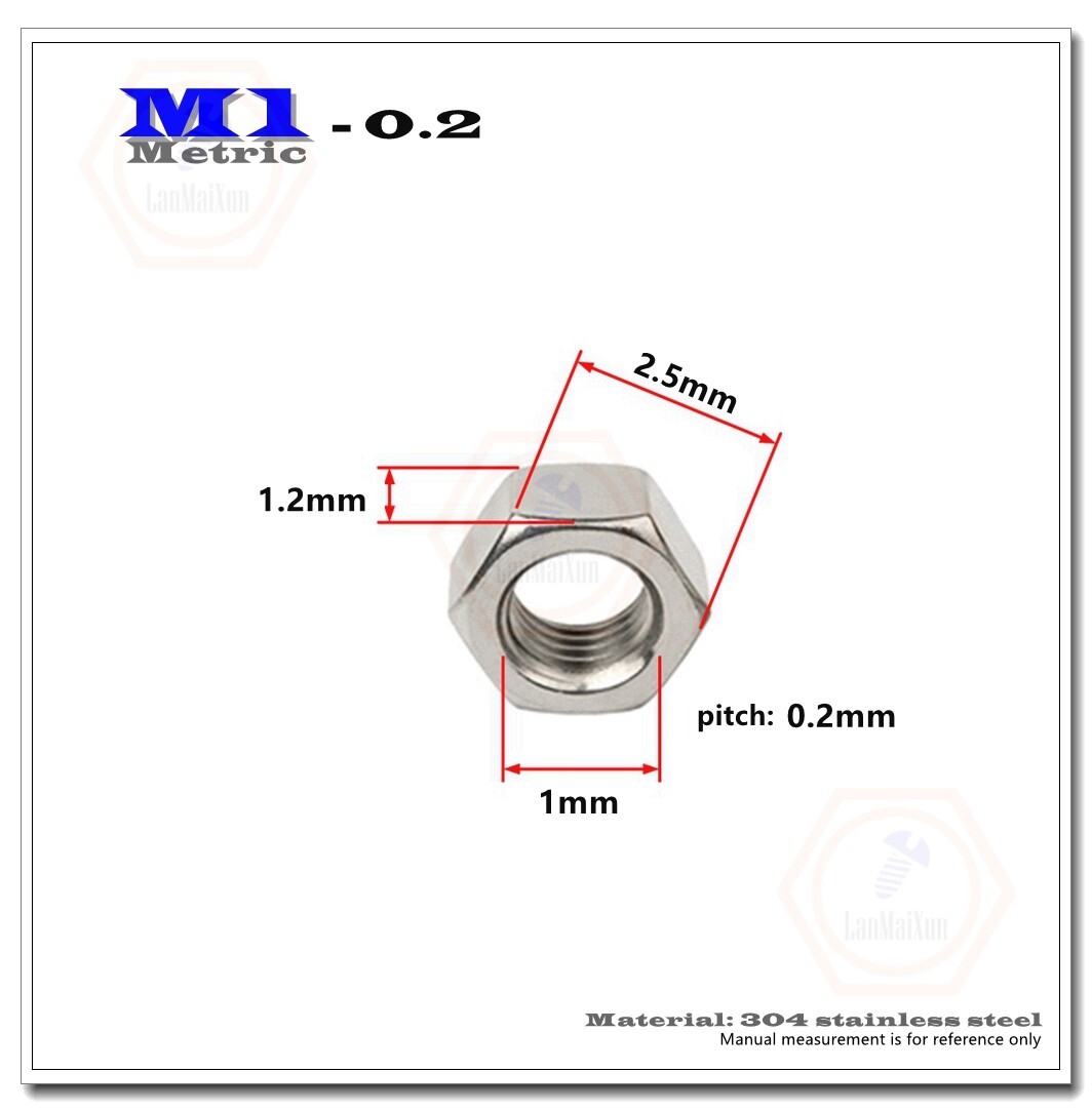 Stainless Steel Hex Nuts Hex Nut cap M1 M1.2 M1.4 M1.6 M2 M2.5 M3 M4 M5 To M64
