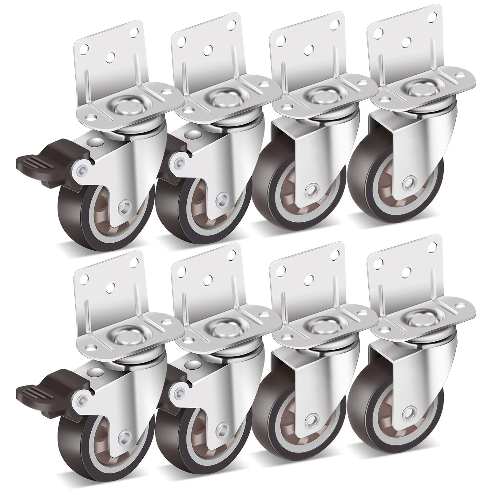 2 Inch Swivel Caster Wheels Set of 4 Heavy Duty Locking Plate